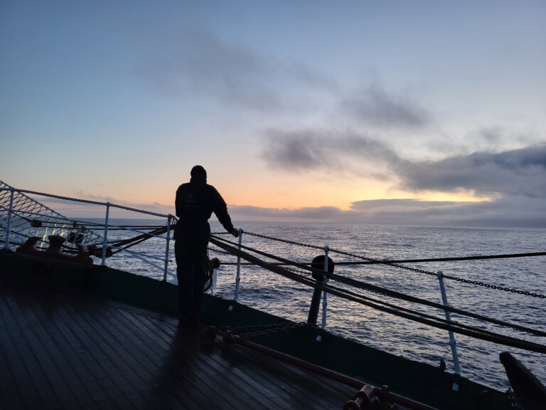On forward watch to spot icebergs and other obstacles ahead of the ship